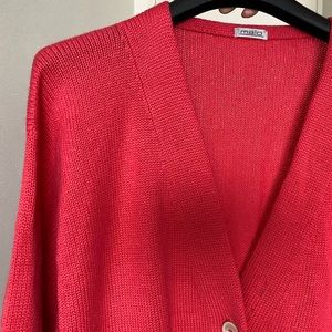 100% cashmere neon coral pink oversized cardigan